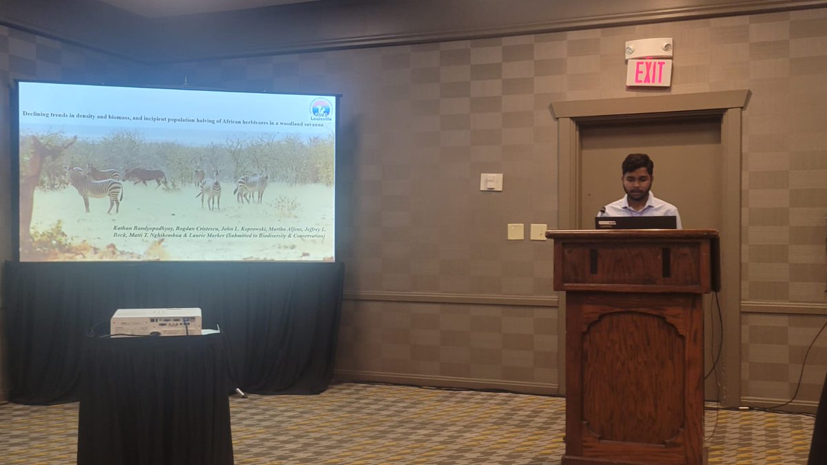 helpsavewldlife's tweet image. More from the Koprowski lab at #TWS2023 - @kathan6  discusses &quot;Declining trends in density and biomass, and incipient population halving of African herbivores in a woodland savanna.&quot;