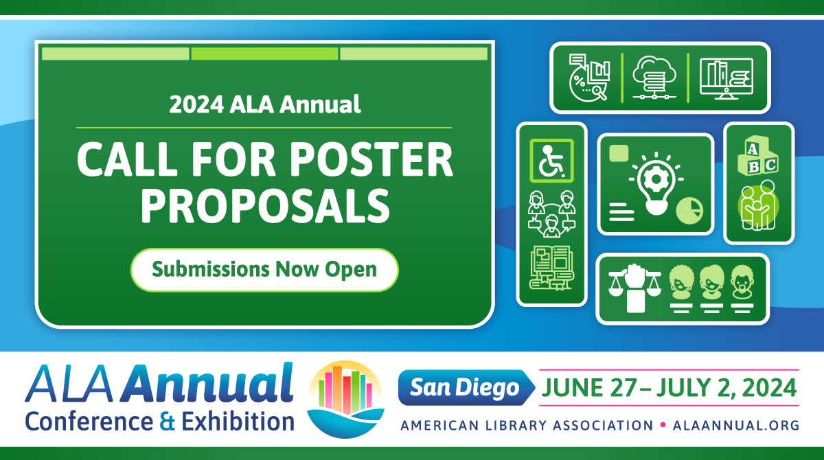 🤗 The Call for #ALAAC24 Poster Session Submissions is NOW OPEN! 🚀 Share your innovative library programs, research on emergent issues, strategic initiatives, and other ideas with us through January 8. Learn more. bit.ly/462FCmW