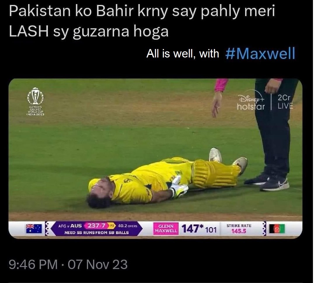 Totally and completely, 😁
#AUSvsAFG #AFGvsAUS #Maxwell