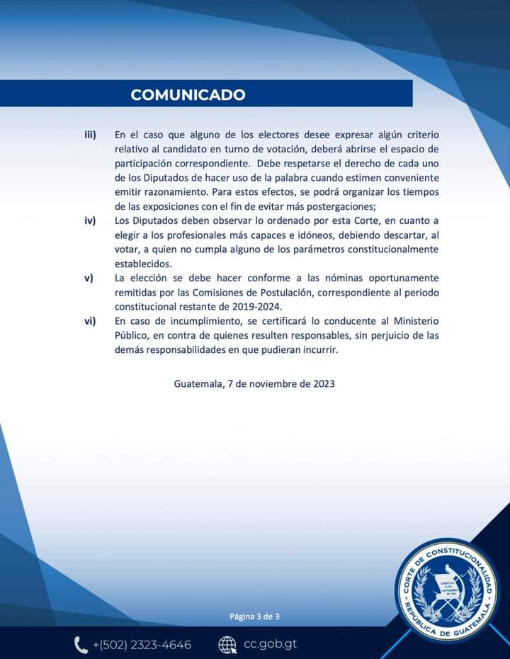 La Corte de Constitucionalidad a la opinión pública informa:

#notiguatealternativa