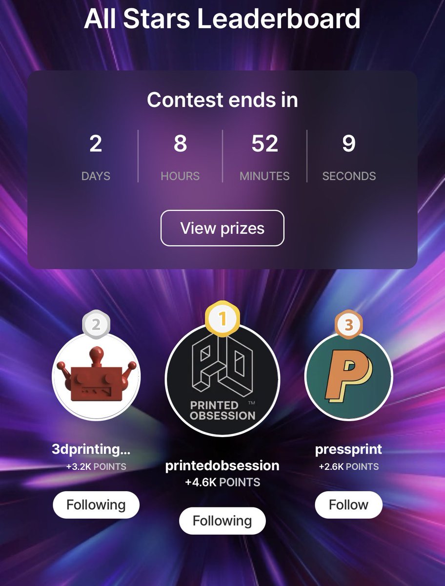 Thangs3DContest's tweet photo. There is still over two days left in this week’s #ThangsLeaderboard and plenty of space to move up and claim BIG prizes! You all know what to do… Rising Stars and All-Stars DO YOUR THING 🙌

https://t.co/PmY65ZkuIw

#3D #3DPrinting #contest https://t.co/zCv2b94SoI
