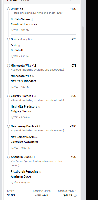 Why is there no NBA today?
Daily Boosts and Promos

+EV=Good
-EV=Bad

Betfred
Teaser Tuesday +120
-9.3% EV, 143 FV (41.2%)

Terps Are Back +300
-7.6% EV, 333 FV (23.1%)

BetMGM
33% Parlay
+32.4% EV, 551 FV (15.4%)