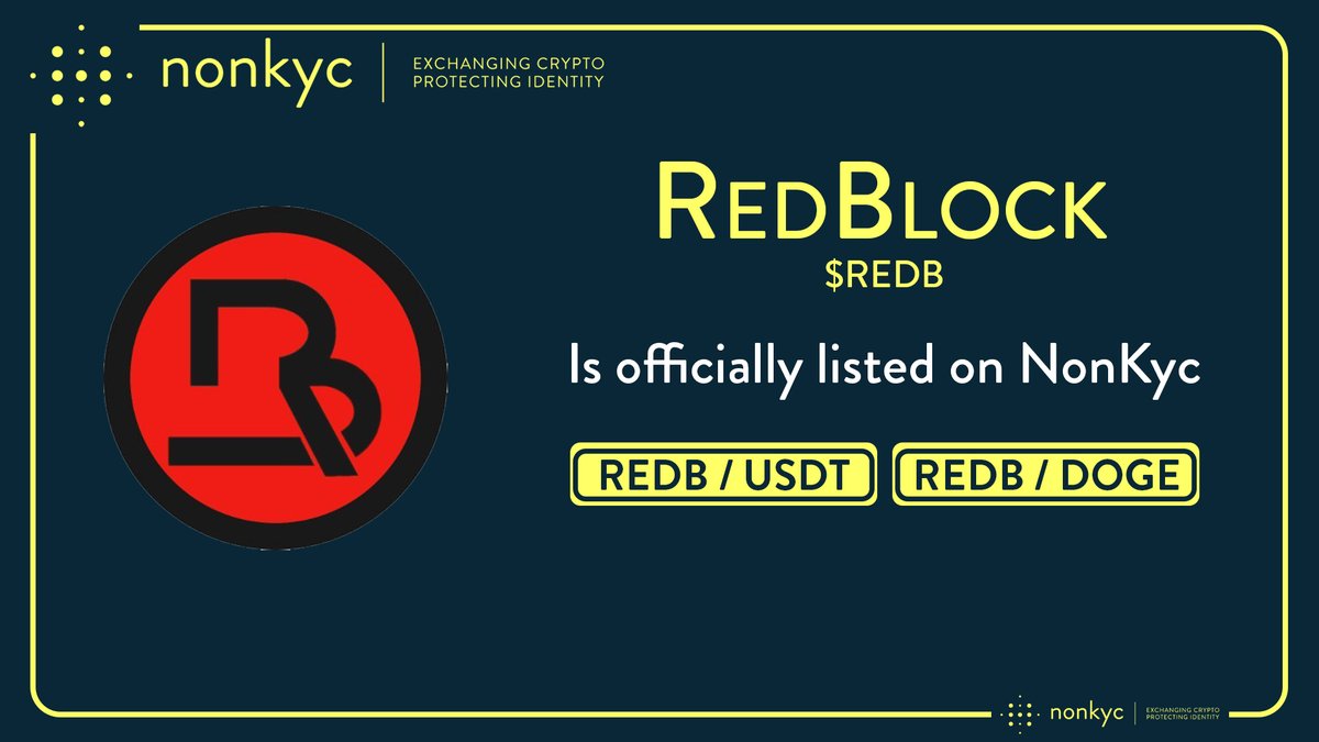ChrisNonKyc's tweet photo. #RedBlock #REDB
@RedBlock_Sha3d is officially listed on #NonKYC Exchange🤩
➡️ https://t.co/1FP4G0awqF
Trading pairs:
$REDB / $USDT
$REDB / $DOGE
#listing #Crypto #Bitcoin #cryptocurrency #CryptoNews #Exchange #privacy #listingalert #Cryptotwitter #newlisting #altcoins #community #CryptoFuture #Altcoin #NFT #memecoins