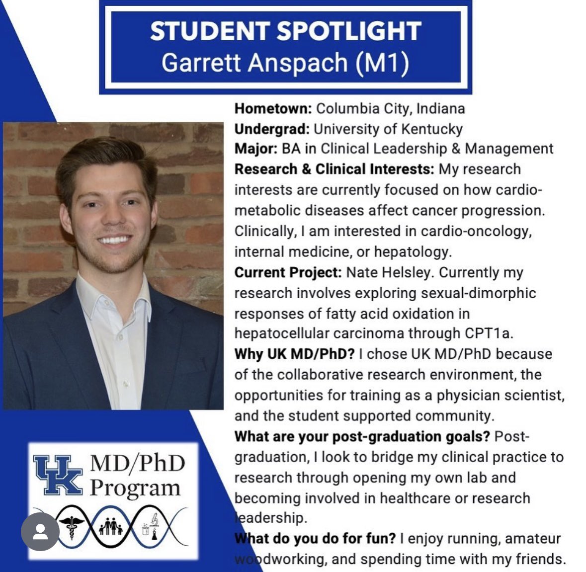 University of Kentucky MD/PhD Program - Meet Chad Coomer, a current G4!