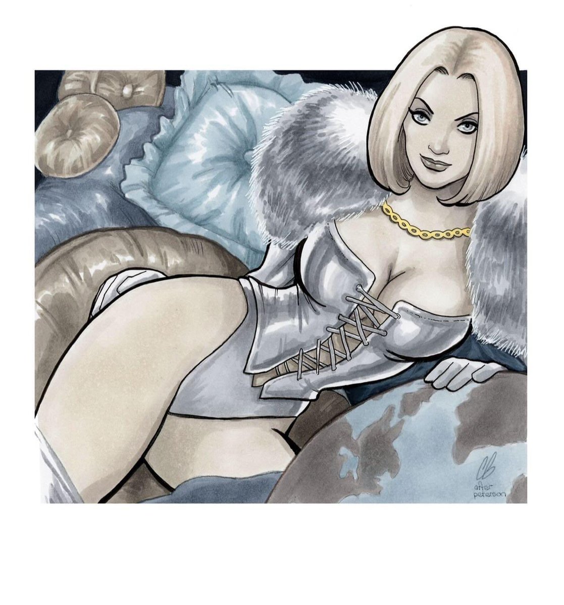 Copic marker sketch of The White Queen, inspired by the classic X-Men Series 2 trading card by Brandon Peterson!

bigchrisgallery.bigcartel.com

#emmafrost #xmen #hellfireclub #whitequeen