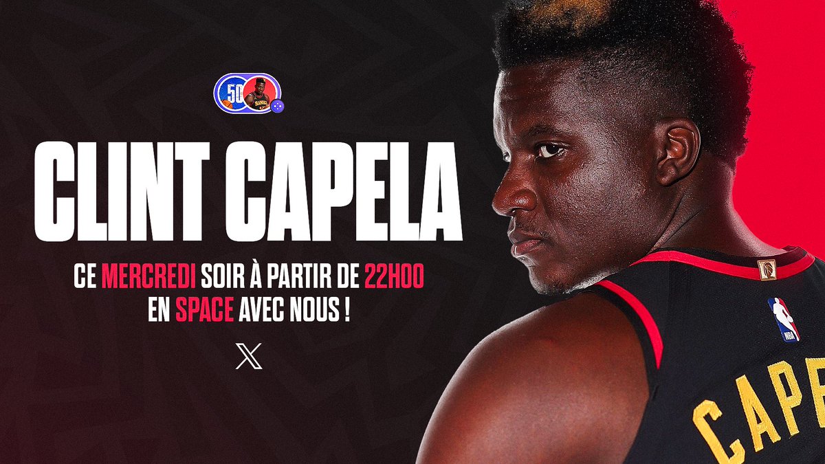 🎙️ EN SPACE AVEC CLINT CAPELA ! 🔥 Demain, à 22h00, nous aurons le plaisir de recevoir le pivot des Hawks en Space ! L’occasion d’en apprendre plus et de parler balle orange tous ensemble 💪 À DEMAIN 😎👋