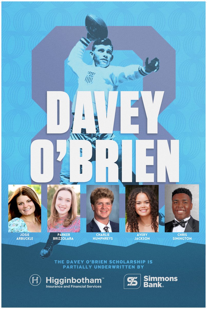 Congratulations to the 5 exceptional finalists for the Davey O'Brien High School Scholarship Award! They were selected from a group of nearly 100 applicants (one per school) from across North Texas. Welcome to the Davey O'Brien Family! #DaveyScholars

READ: