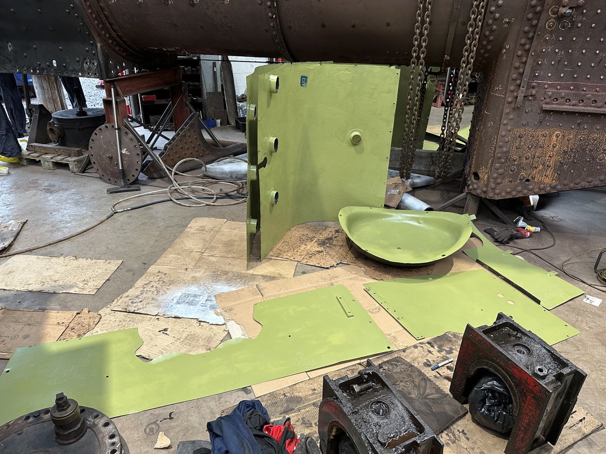 We've had some successful working party days at Leaky Finders with the locomotive. Our members have been cleaning and painting boiler cladding, ready for re-assembly- prior to our forthcoming return to Stewarts Lane. Look out for further reports on our progress coming soon!