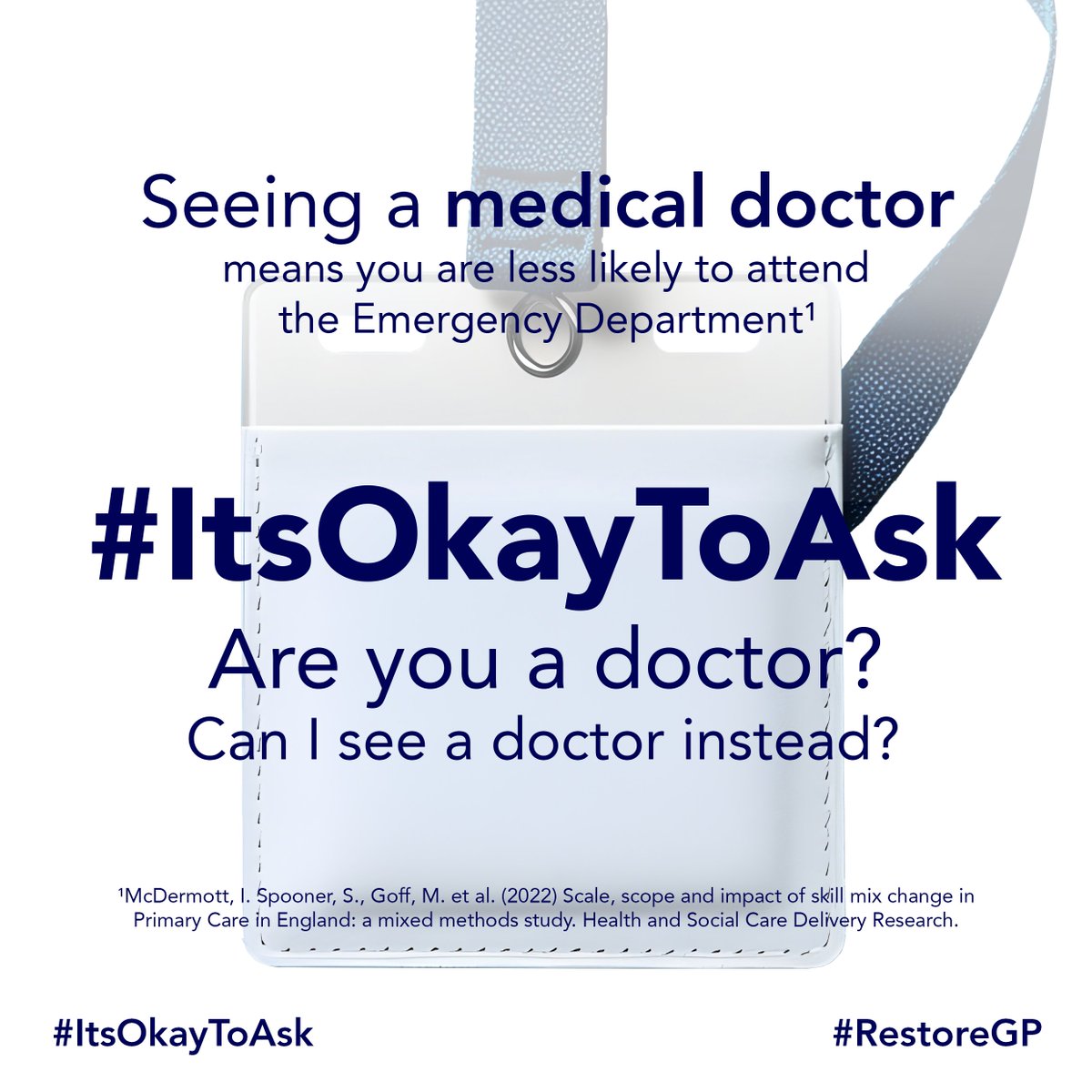 RestoreGPUK's tweet image. Seeing a medical doctor in general practice means you are less likely to attend the Emergency Department.

Did you know only 43.9% of appointments are now with GPs?

You and your family deserve the highest quality care. 

#ItsOkayToAsk for a doctor.