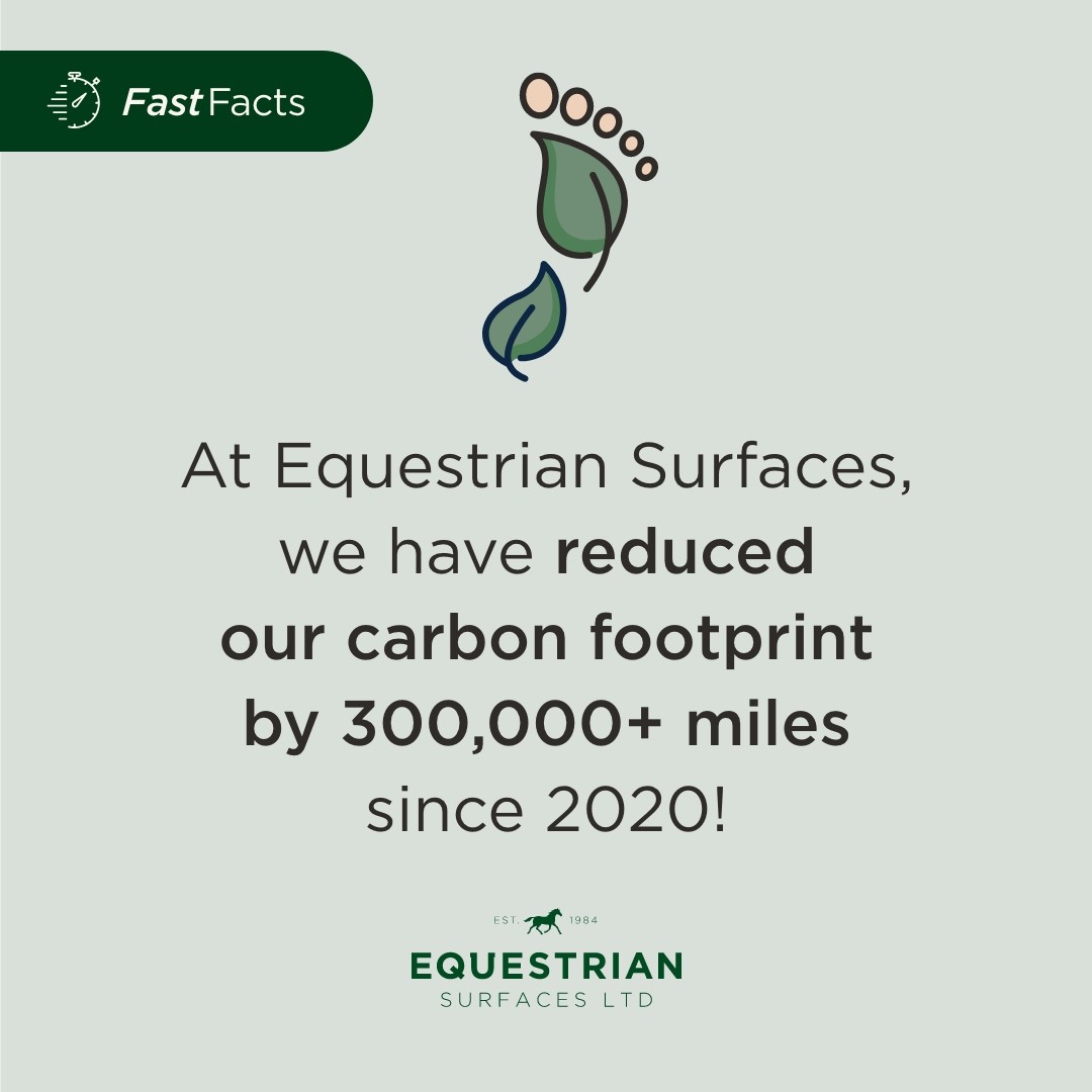 🌟 Fast Fact: At Equestrian Surfaces, we've travelled 427,500 miles via electric vehicles since 2020!

This has reduced our CO2 emissions by 177.85 tonnes and counting! ♻️

To find out more about us and our Net Zero Journey, visit bit.ly/3Y3sCv3

#netzero #equestrian