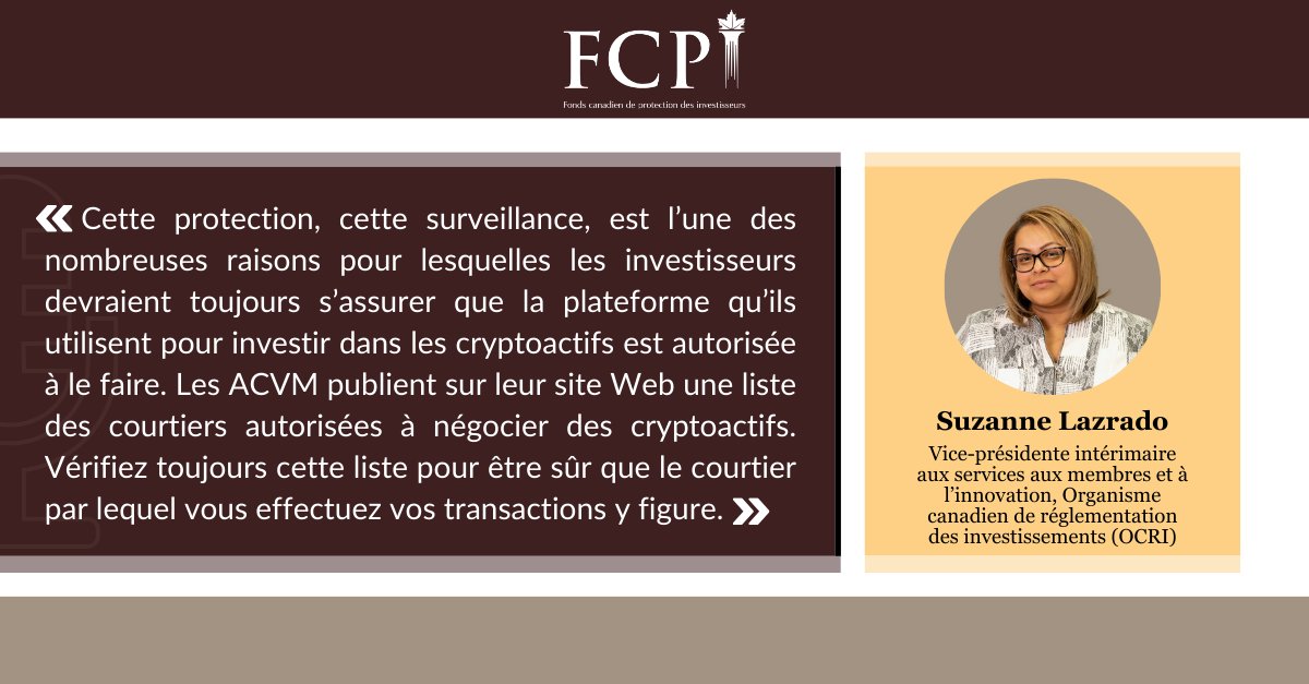 CIPF_FCPI's tweet image. Suzanne Laszrado, vice-présidente intérimaire aux services aux membres et à l&apos;innovation @CIRO_OCRI se joint à Odarka Decyk dans notre dernier balado. Écoutez maintenant: ow.ly/mE6O50Q2LF1.

#innovationfinanciere #protectiondesinvestisseurs