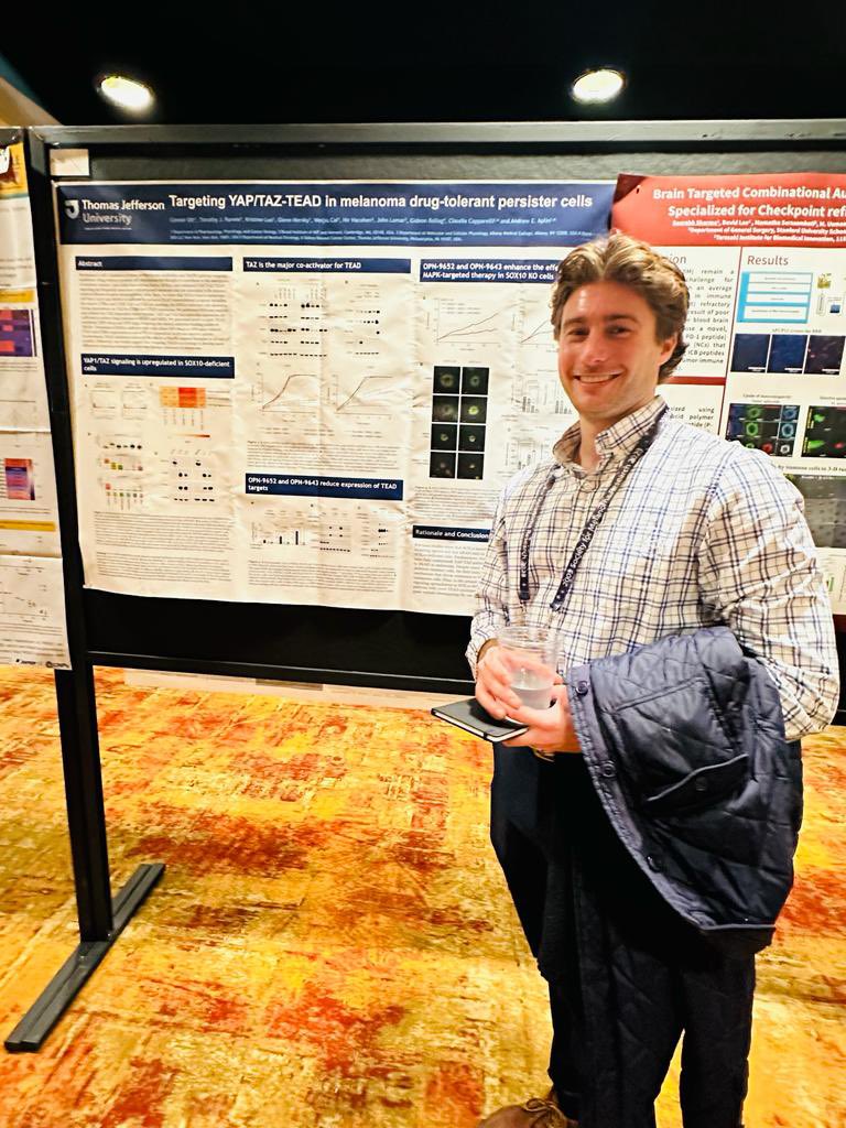 Check it out this beautiful poster about targeting YAP-TAZ-TEAD in drug tolerant cutaneous melanoma. Poster 39 #smr2023