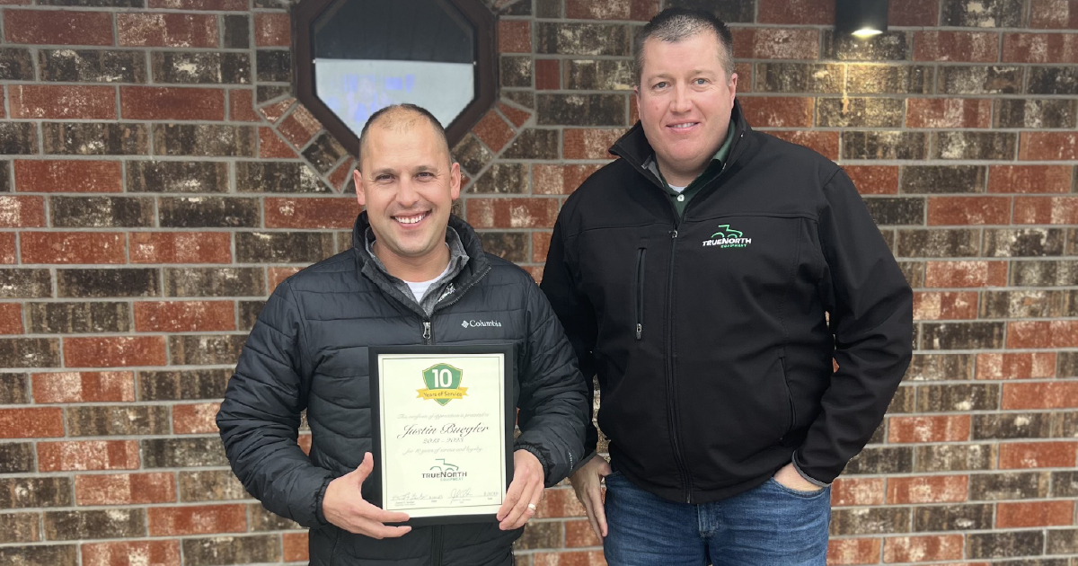 Congratulations to Justin Buegler on 10 Years of Service with True North Equipment! We are so thankful for your dedication to the team!