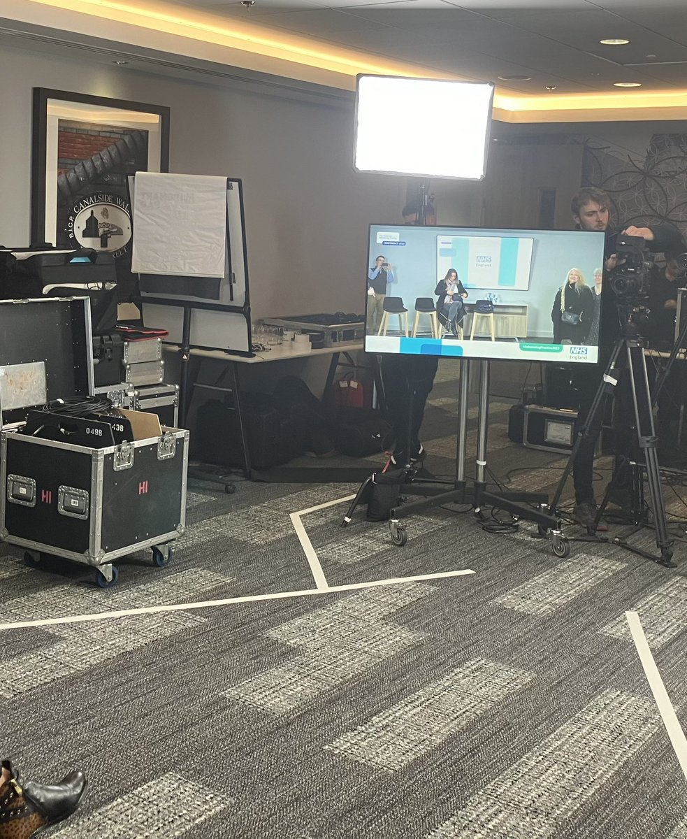 cn150's tweet image. We’re all set up for the @NHSE_WTE Centre for Advancing Practice #AdvancedPractice2023 Conference here in #Birmingham 🎥 - looking forward to seeing you all tomorrow ☑️