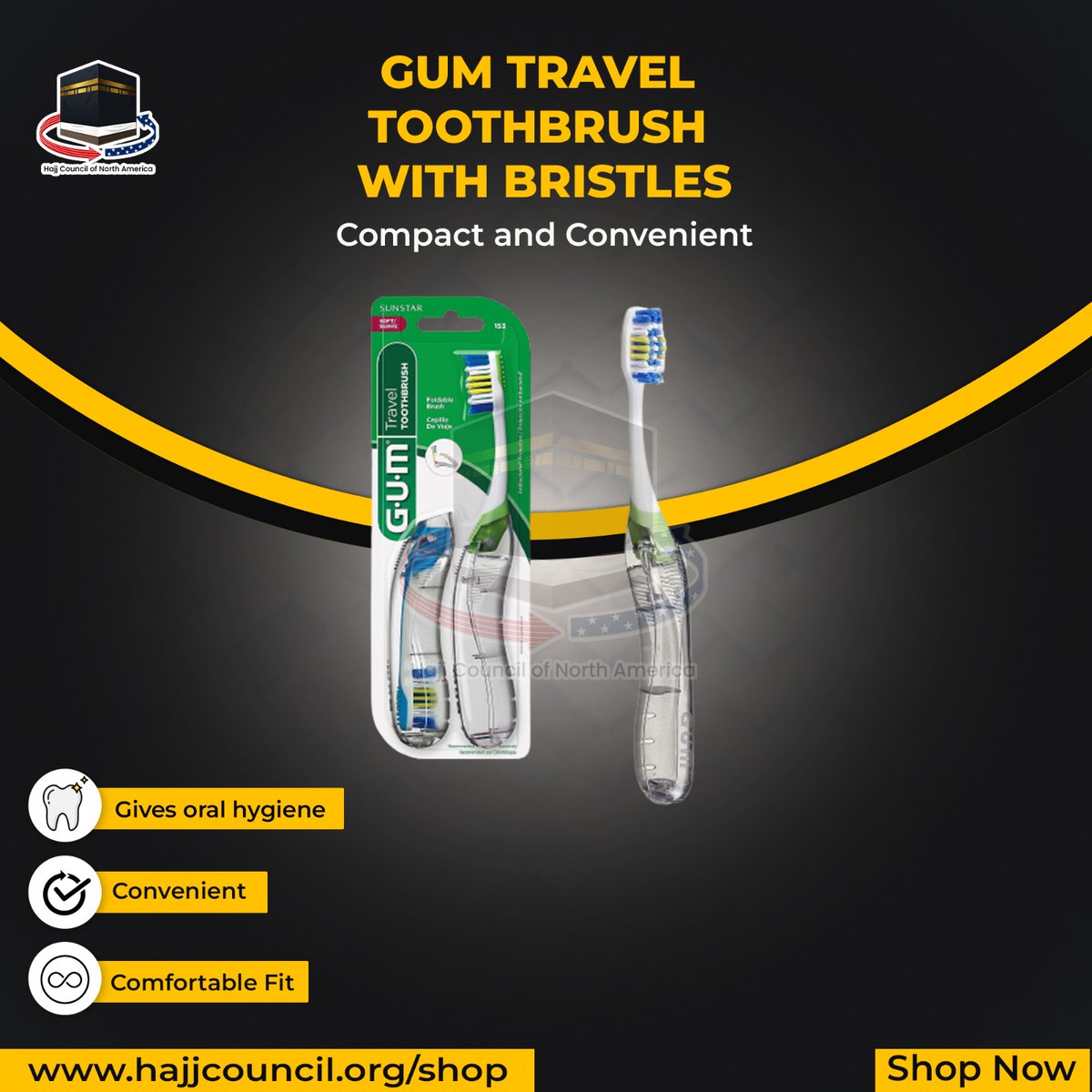 Hajj_Council's tweet image. Make sure to take care of your dental hygiene with this GUM Folding Travel toothbrush, Compact Head + Tongue Cleaner, Soft Bristled. It gives oral hygiene,convenient and comfortable fit. 

Order now
 a.co/d/gV7V8fj

#UmrahEssentials #TravellnStyle #toothbrush #bristled