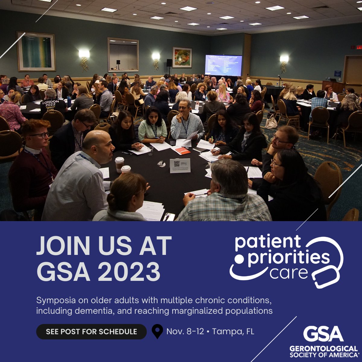 Join us at the Gerontological Society of America (@geronsociety) Annual Conference! Aanand Naik, Rafael Samper-Ternent, Marcia Mecca, Deborah Ejem, Lee Jennings, and Thi Vu will be leading conversations related to PPC. 👉View the full #GSA2023 schedule: gsa2023.eventscribe.net/agenda.asp?pfp…