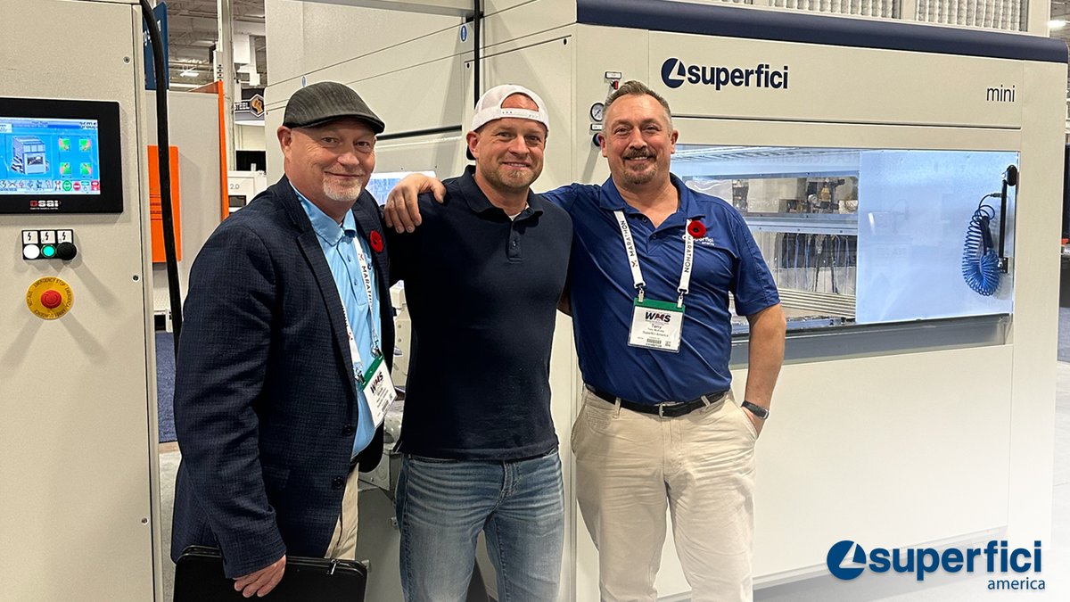 SuperficiAm's tweet image. Thanks to everyone who stopped by WMS 2023 last week. We enjoyed  learning more about your business. We&apos;re so excited to meet @dustylumberco and show him the Mini Plus. We look forward to showing him more of what Superfici has to offer.

#woodworking #automatedfinishing #WMS2023