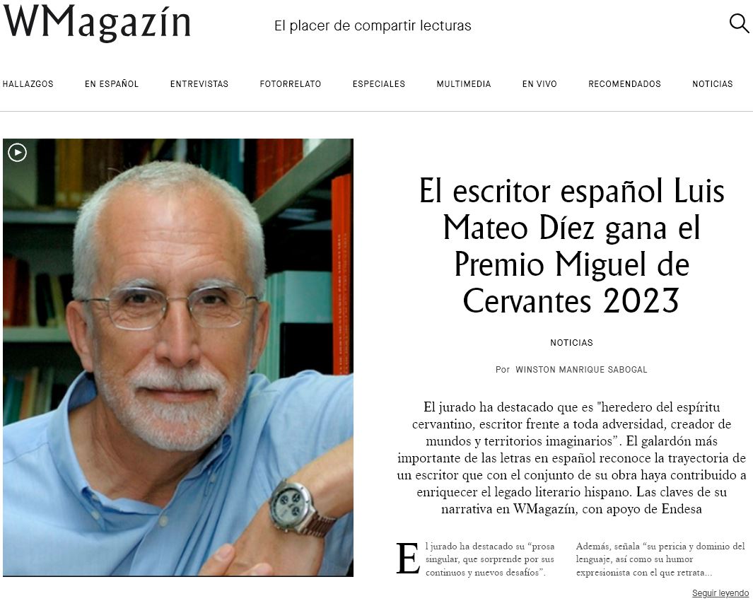 El escritor español #LuisMateoDíez gana el #PremioMigueldeCervantes 2023 por 'ser heredero del espíritu cervantino, escritor frente a toda adversidad, creador de mundos y territorios imaginarios”. Claves de su obra en #WMagazín👉 bit.ly/3u5DWvG
