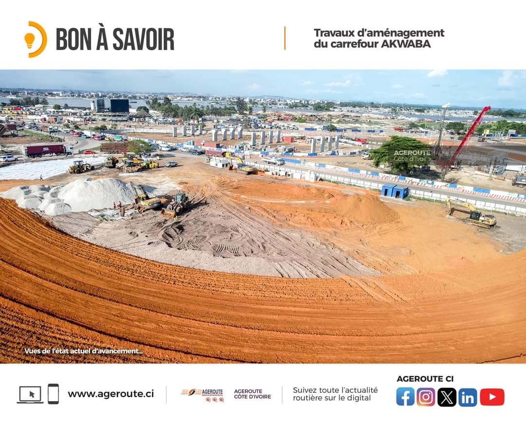 edithbrou's tweet photo. Les travaux d'avancement du carrefour Akwaba à Port-Bouet, Abidjan 🇨🇮 sont à 42% ⏳
Pour rappel, ces travaux ont été lancés en Décembre 2021.

Source : @AgerouteCi https://t.co/I0ygPhLenI