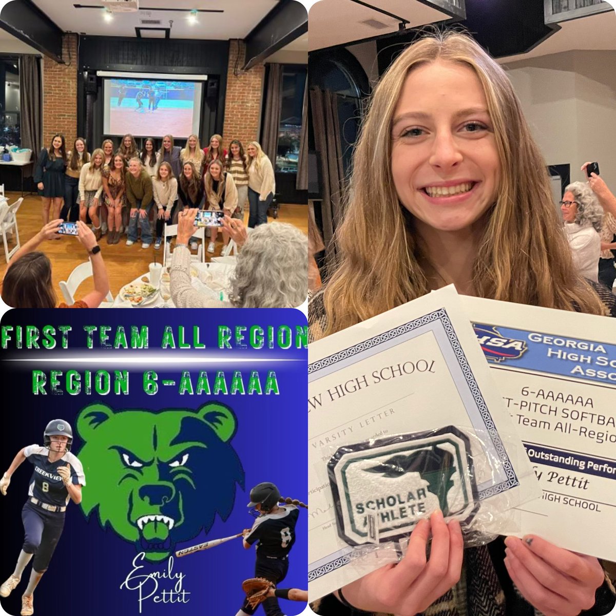 I am very blessed to be apart of the 6A First Team All Region and receive my Scholar Athlete and bar! Overall I’m grateful to be apart of this great organization @CreekviewSB!! I can’t wait for my upcoming senior year!! @RUSoftball22 @RUCoachBlalock