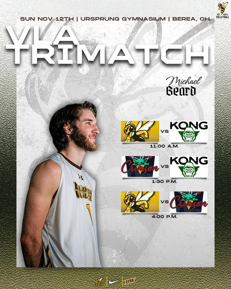 VLA-Trimatch - Follow all the action this Sunday November 12th at home!

11am v Cleveland Kong
4pm v Columbus Crimson

#bwvolley #bw #volleyball #yj4l #ncaamensvolleyball #vla #volleyballleagueofamerica