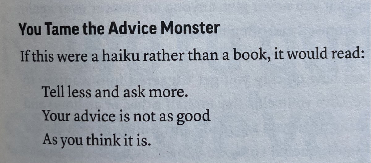 Don’t have time to read Michael Bungay Stanier’s excellent book on coaching — The Coaching Habit? Then read the haiku he wrote to summarize his book (I love it!!!) ✨📘