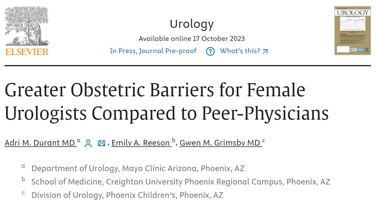 SWIU (@swiuorg) on Twitter photo #SWIUScholars Weekly Feature 📚
"Compared with the general population, urologists were more likely to have a miscarriage or pre-term birth, have children later in life, and undergo infertility evaluation or infertility treatment."
<a href="/durant_adri/">Adri Durant</a> et al. <a href="/urogoldjournal/">Urology Gold Journal</a>, Oct 2023 #SWIUScholars Weekly Feature 📚
"Compared with the general population, urologists were more likely to have a miscarriage or pre-term birth, have children later in life, and undergo infertility evaluation or infertility treatment."
<a href="/durant_adri/">Adri Durant</a> et al. <a href="/urogoldjournal/">Urology Gold Journal</a>, Oct 2023