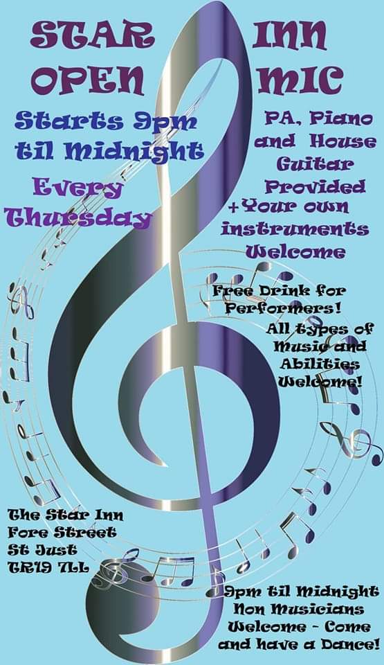 It will soon be time for our weekly Open Mic night!  This and every Thursday at the Star Inn! 🎶