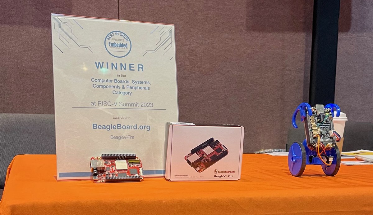 Here at #RISCVSummit the new @beagleboardorg BeagleV-Fire 🔥 won a Best of Show award! 🥳
embeddedcomputing.com/technology/pro…
#openhardware #opensoftware