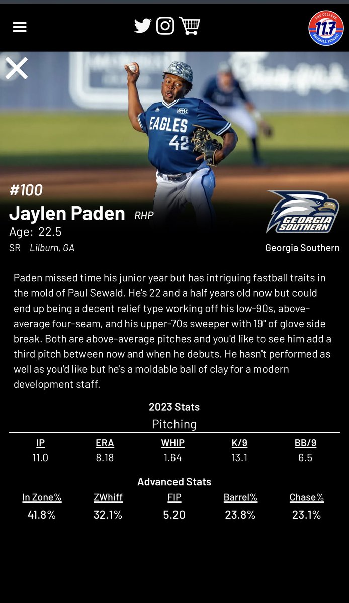 .@JaylenPaden ranked #100 in @11point7’s preseason top 100 prospects but still #1 in our ❤️’s!! #GATA
