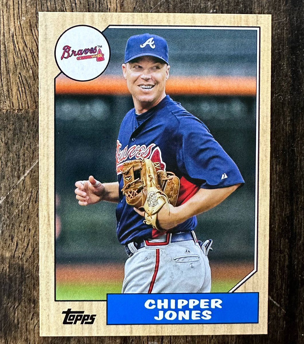 2022 Topps Archives Chipper Jones. Love this throwback to the 87 Topps style! New meets old and I can appreciate that! #topps #cards #baseballcards #chipperjones #baseballcard #toppsbaseballcards #toppscards #card #sportscards #sportscard #whodoyoucollect #cardcollector