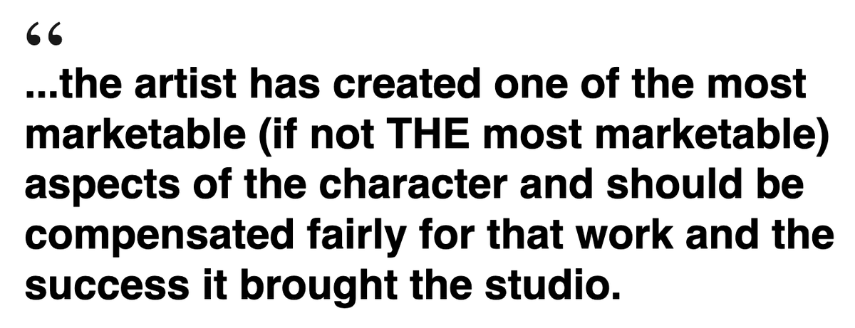 This is a good article. For all the importance we have in creating the entire look of the product, we really don't have any power. We are not even allowed to show our labor to find new jobs most of the time.

Artists need to unionize.