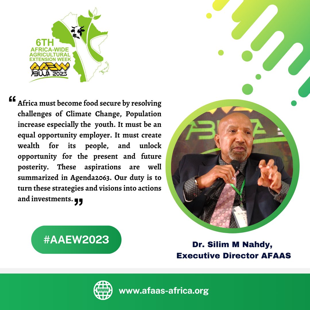 African Forum For Agricultural Advisory Services. (@afaasinfo) on Twitter photo "Africa must become food secure by resolving challenges of Climate Change, Soil Degradation, Population increase especially youth." <a href="/afaas_ed/">Dr. Silim Mohammed Nahdy</a>
#AAEW2023
<a href="/FmardNg/">Fed Min of Agric & Food Security</a> <a href="/Nifaas2/">Nifaas</a> <a href="/USAIDNigeria/">USAID/Nigeria</a> <a href="/IFAD/">International Fund for Agricultural Development</a> <a href="/EU_Commission/">European Commission</a> <a href="/SAA_africa/">Sasakawa Africa Association (SAA)</a> <a href="/NAERLS/">NAERLS,ABU,ZARIA</a> <a href="/FAOAfrica/">FAO in Africa</a> "Africa must become food secure by resolving challenges of Climate Change, Soil Degradation, Population increase especially youth." <a href="/afaas_ed/">Dr. Silim Mohammed Nahdy</a>
#AAEW2023
<a href="/FmardNg/">Fed Min of Agric & Food Security</a> <a href="/Nifaas2/">Nifaas</a> <a href="/USAIDNigeria/">USAID/Nigeria</a> <a href="/IFAD/">International Fund for Agricultural Development</a> <a href="/EU_Commission/">European Commission</a> <a href="/SAA_africa/">Sasakawa Africa Association (SAA)</a> <a href="/NAERLS/">NAERLS,ABU,ZARIA</a> <a href="/FAOAfrica/">FAO in Africa</a>