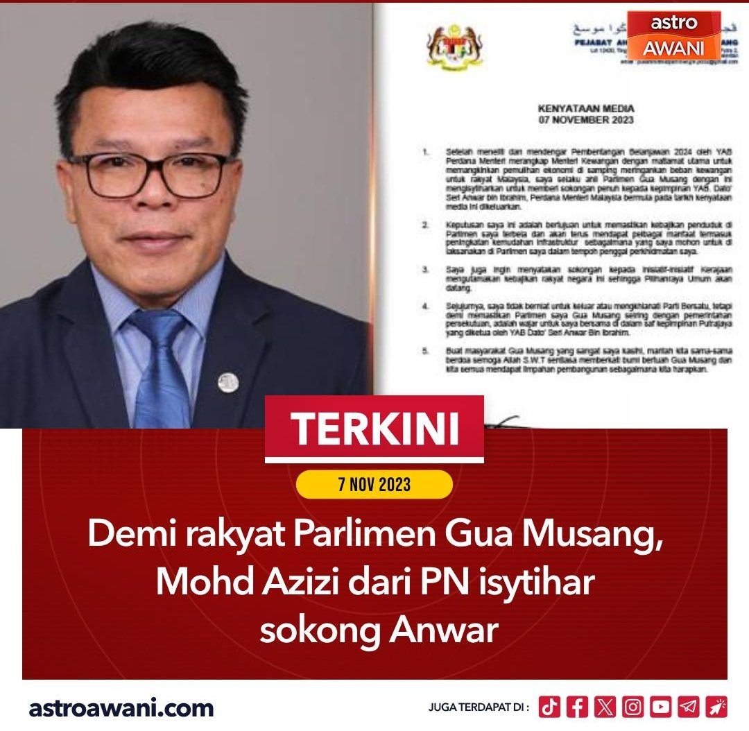 Wahai @SyedSaddiq pergimu tiada erti 🤣🤣🤣

1 pergi, 10 datang 🤭

#PMX
#MalaysiaMADANI
#KerajaanPerpaduan
#EkonomiMADANI
@anwaribrahim
#akuprobono