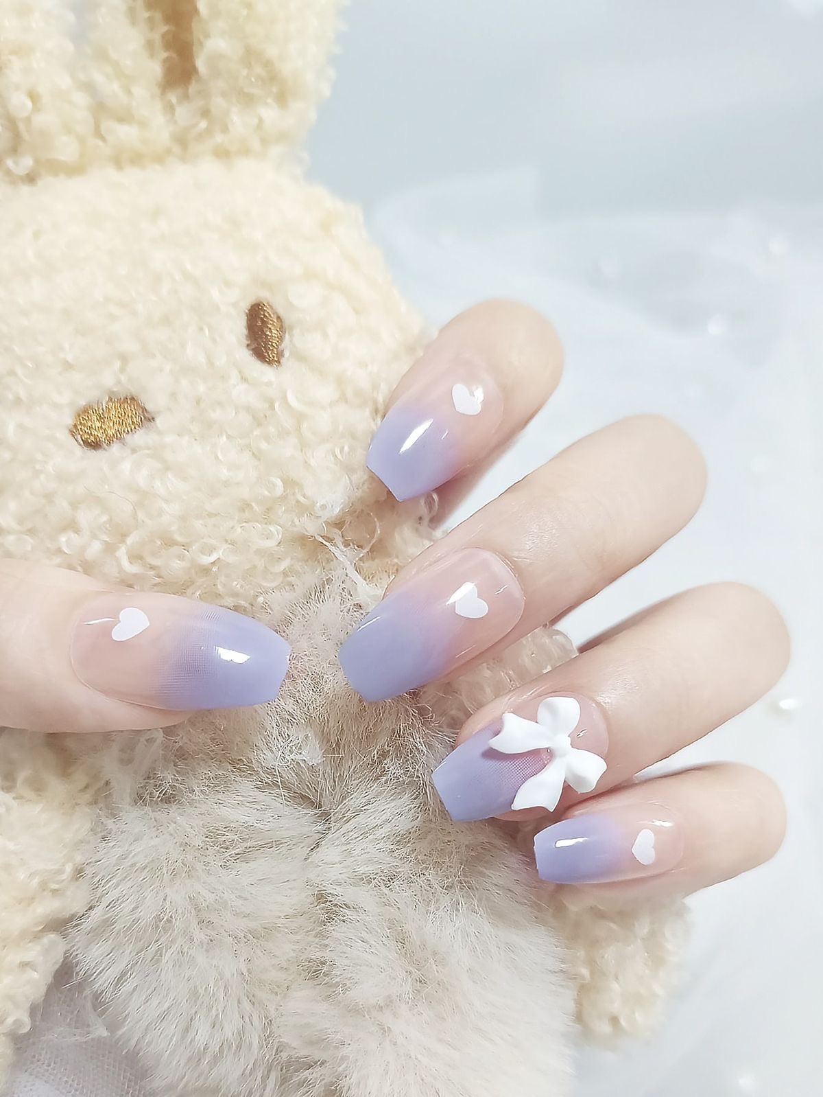 Buy Press on Nails in Lilac Hearts Acrylic Nails Kawaii Nails False Nails  Luxury Nails Nails in This Image Are Medium Almond Online in India - Etsy