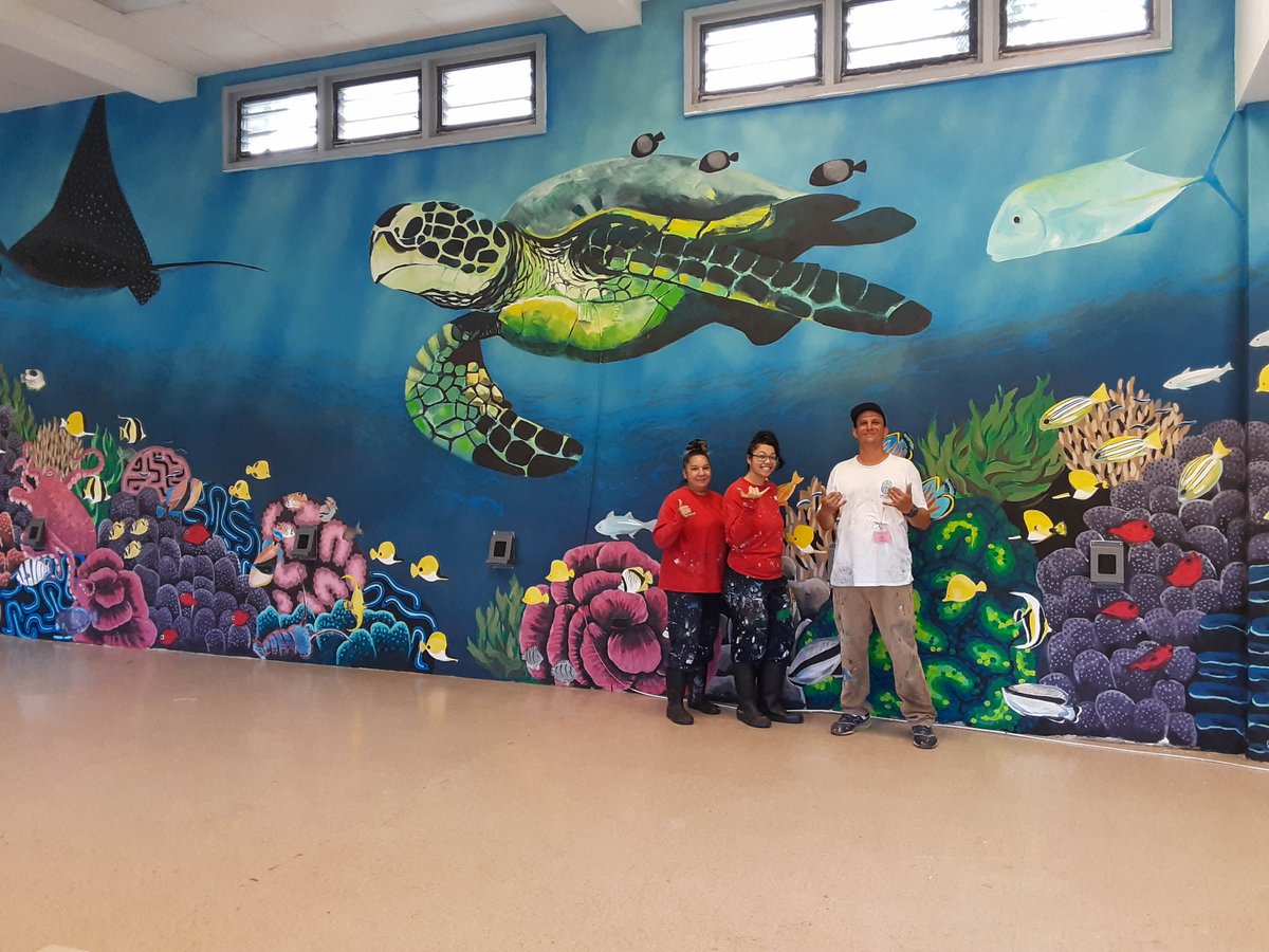 HawaiiPSD's tweet photo. WCCC &amp; Women's Prison Project unveil 2 murals of tranquil beach &amp; ocean scenes, the result of a partnership between local artists Bill Braden, Kai Kaulukukui &amp; WCCC residents. A 3rd mural of a forest scene will commence later this month under the direction of artist Solomon Enos. https://t.co/qvu4GRZshd