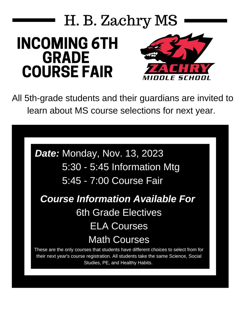 Calling all current 5th grade Future Wolverines! We invite you to our Incoming 6th Grade Course Fair. @NISDFernandez @NISDNWC @NISDRabaES @NISDBurke @NISDKnowlton
