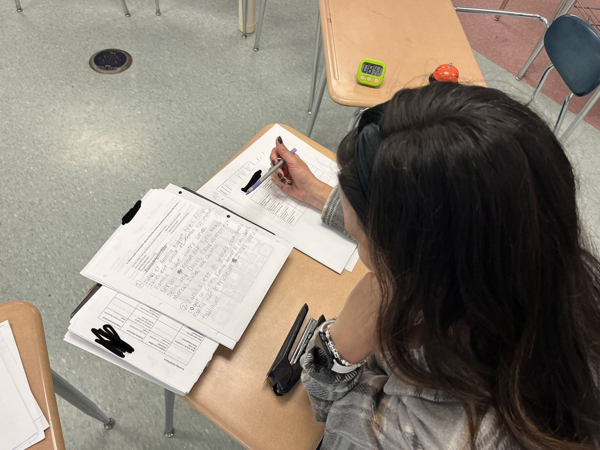 senoritapacheco's tweet photo. These extraordinary world language educators never seize to amaze me! At our district PD day, they analyzed student writing products, calibrated grading practices, compared proficiency benchmarks, and shared best writing practices! @tauntonhstigers @Taunton_Schools https://t.co/g5Re99Vh9H