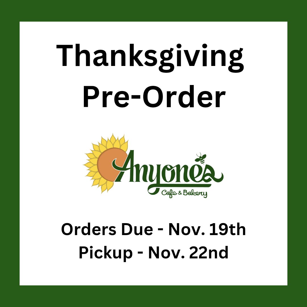 anyonescafe's tweet photo. Need vegan treats for your Thanksgiving? Holiday pre-order is live! We're excited to be baking pies this year, as well as offer some of the items we already know you love!  Order on our website through Nov19th, for pickup during regular hours on Nov22nd. https://t.co/OckJ4LhvXx https://t.co/30p3BeyAQP