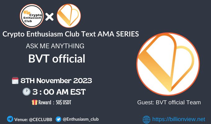 Billionview_official (@billionview_o) on Twitter photo ⚔️ 𝗔𝗠𝗔 𝗦𝗲𝗿𝗶𝗲𝘀
🎁Prize: 50$ USDT
📆Date: 8th November 2023 At
3:00 AM EST
🏨 Venue: t.me/CECLUBB
〽️ Rules:
1️⃣ Follow
<a href="/enthusiasm_club/">Doris Davids B.A.🥤🈹🦉</a>
&
<a href="/billionview_o/">Billionview_official</a>
2️⃣. Like Retweet & Comment Your Questions (5Questions Max) Tag 3 friend
Go check 👇x.com/enthusiasm_clu… ⚔️ 𝗔𝗠𝗔 𝗦𝗲𝗿𝗶𝗲𝘀
🎁Prize: 50$ USDT
📆Date: 8th November 2023 At
3:00 AM EST
🏨 Venue: t.me/CECLUBB
〽️ Rules:
1️⃣ Follow
<a href="/enthusiasm_club/">Doris Davids B.A.🥤🈹🦉</a>
&
<a href="/billionview_o/">Billionview_official</a>
2️⃣. Like Retweet & Comment Your Questions (5Questions Max) Tag 3 friend
Go check 👇x.com/enthusiasm_clu…