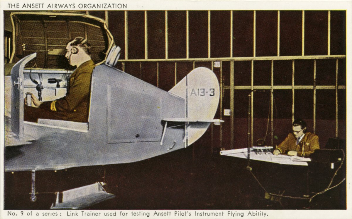 SFOMuseum's tweet photo. Patented in 1931 by private pilot, Edwin A. Link, Jr., the Link Flight Trainer played an important role in the development of commercial aviation. Link used a bellows and vacuum mechanisms to mimic climbing, diving and banking in response to control columns and pedals. #52Objects https://t.co/NndHG0OxhJ