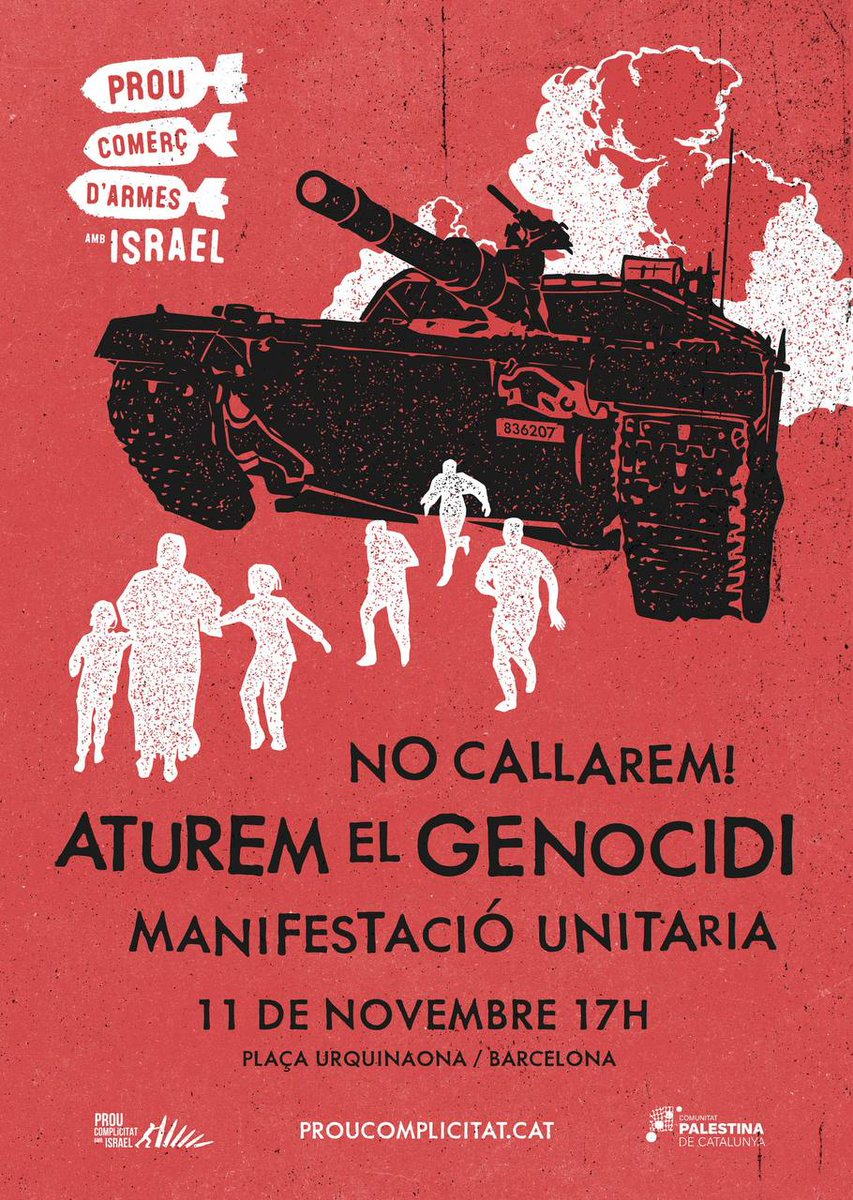 📣 🇵🇸Tornem a sortir al carrer per aturar el genocidi a Palestina.
#feministescontralaguerra #Altoelfocimmediat #Fidelocupacio
🗓Dissabte 11 de novembre. 17h
Plaça Urquinaona. BCN
No callarem, no pararem fins a aturar els crims de la colonització i el règim d'apartheid israelià