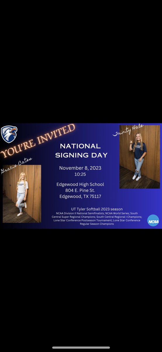 gracie_cates's tweet photo. Signing day tomorrow at 10:25! Cannot wait to begin this next chapter! @Patriot_sb @CoachReedUTTSB @CoachWylyUTTSB @shannon_klaus @18uSneakyCleats @sneakycleats @summercates412 @paul_cates @coachrobert09 @Cooperk1234 https://t.co/lWLV2Y0wfz