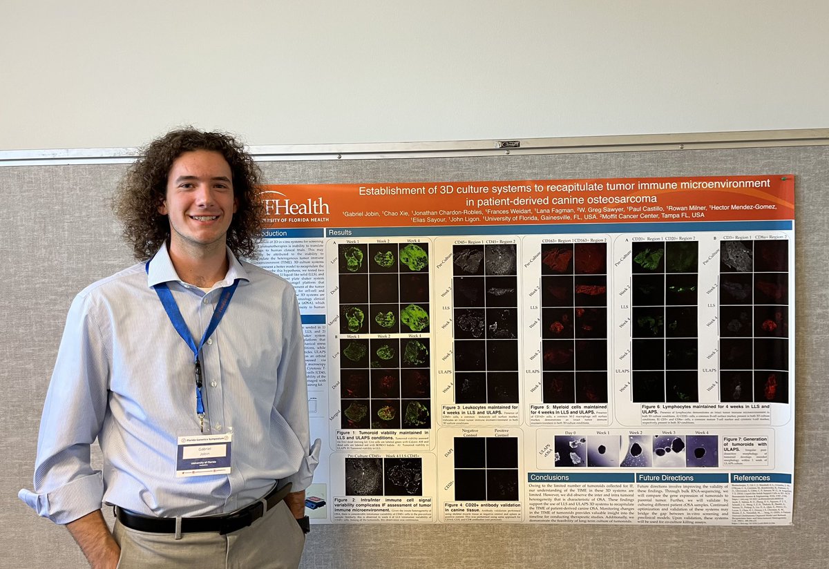 So very proud of my outstandingly talented colleague @jobingabe and the work he has done on establishing novel models of pediatric sarcomas! Outstanding presentation at @UFGenetics symposium! Another example of the innovative work we are doing @UFHealthCancer !