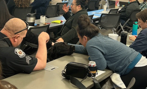 MARCKCMetro's tweet photo. K-9 Officer Dozier of @CityofGVMO, offered stress relief to 911 professionals participating in the Crisis Intervention Team Training in @CityofLS. 
The training helps improve communication with community members living with mental illness and addiction disorders. https://t.co/CAeB6JYG27