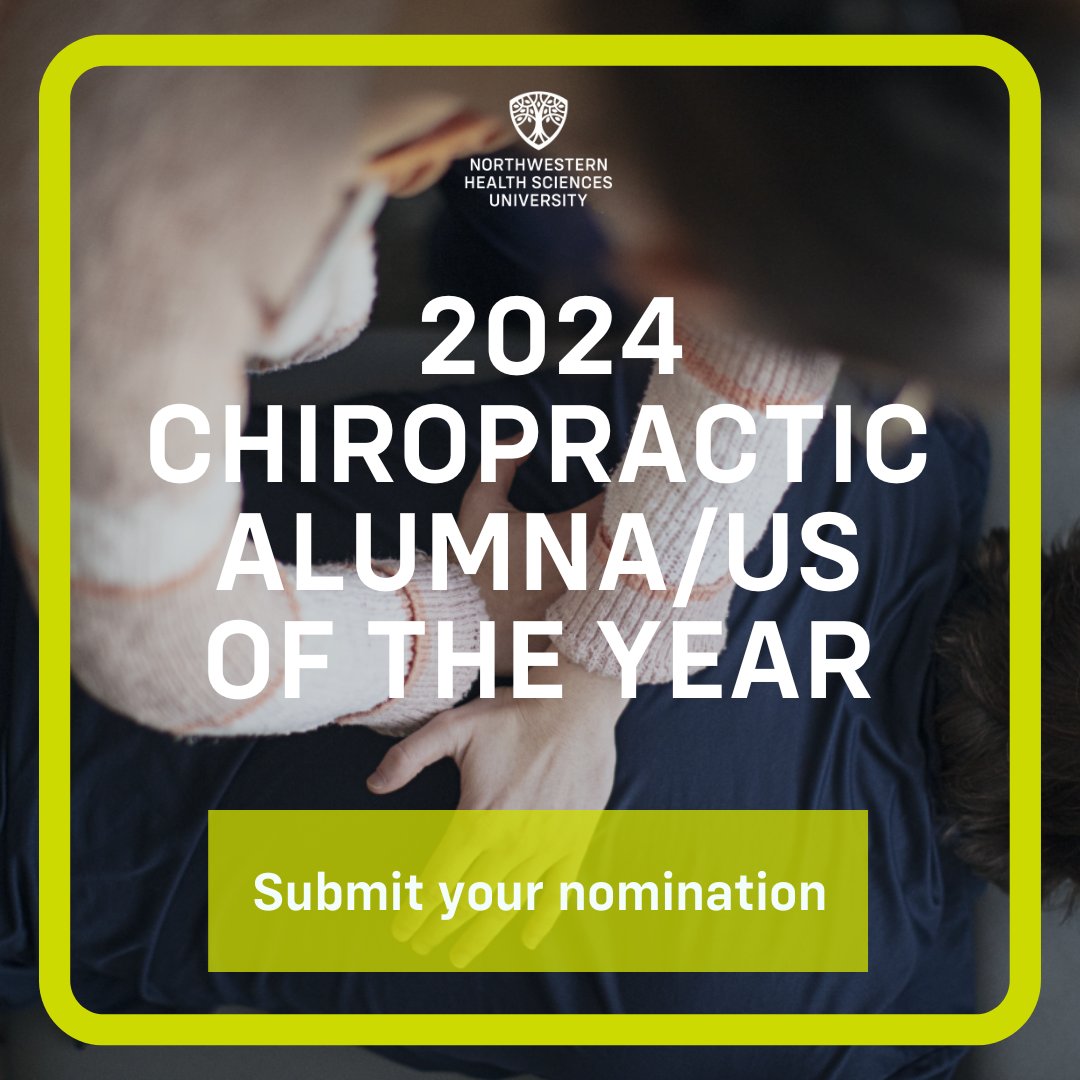 We're taking nominations for NWHSU's 2024 Chiropractic Alumna/us of the Year. The awardee will be announced and celebrated during NWHSU's Chiropractic Homecoming Symposium from Feb. 1-3, 2024. 
Nominate: bit.ly/2024alumofthey… Due Nov. 30th.
#chiropractic #chiropractor
