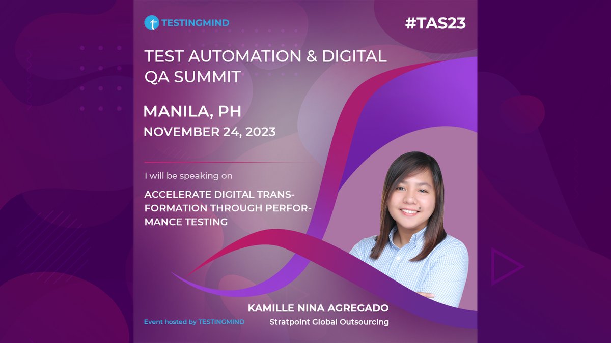 🚀 Excitement is building for the Test Automation & Digital QA Summit in Manila on November 24, 2023. Get ready to be inspired by our phenomenal speaker, Kamille Nina Agregado!

Register here: testingmind.com/event/tas2023/… 

#TestAutomation #ManilaSummit #DigitalTransformation