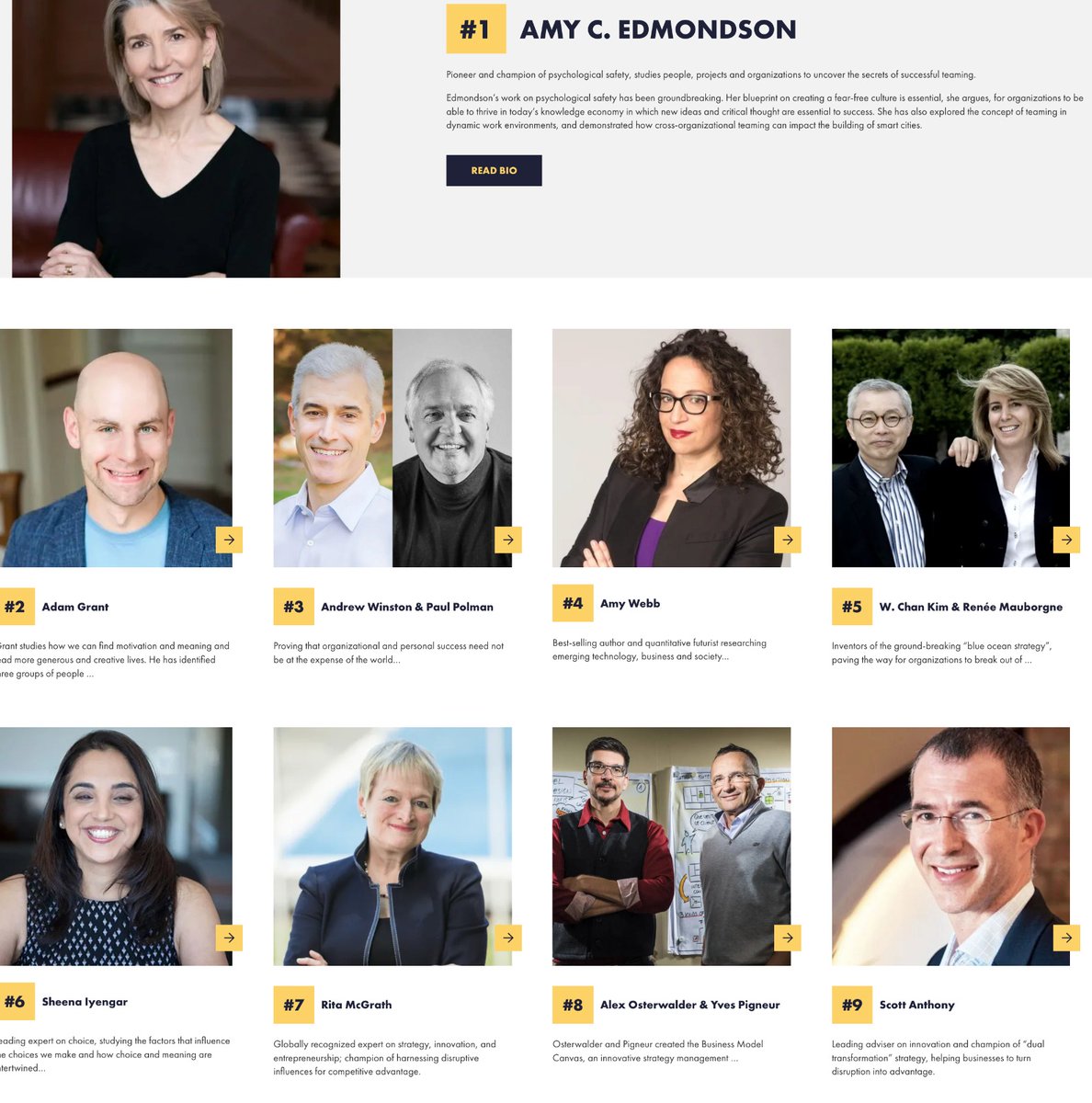 druckerchlng's tweet image. Today we very proudly share the names of many Global Peter #DruckerForum speakers who have been included in the latest @thinkers50 List. 

We are especially proud in congratulating @AmyCEdmondson, who ranked first on the list, the second year in a row! 
lnkd.in/dg2VWXWe