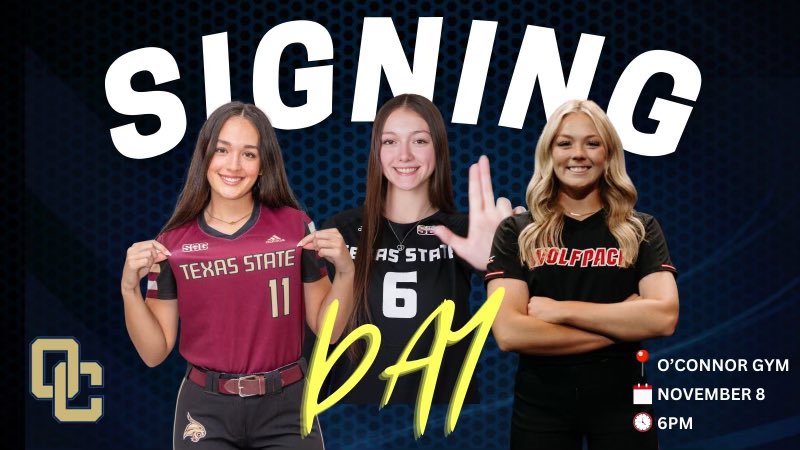 O’Connor Volleyball (@oconnor_vb) on Twitter photo National Signing Day Tomorrow!!! Come out and support our <a href="/MalloryPWest/">Mallory West</a> as she signs for <a href="/TexasStateVball/">Texas State Volleyball</a>.
🗓️ Wed. Nov. 8th
⏱️ 6pm
📍 OC Main Gym National Signing Day Tomorrow!!! Come out and support our <a href="/MalloryPWest/">Mallory West</a> as she signs for <a href="/TexasStateVball/">Texas State Volleyball</a>.
🗓️ Wed. Nov. 8th
⏱️ 6pm
📍 OC Main Gym