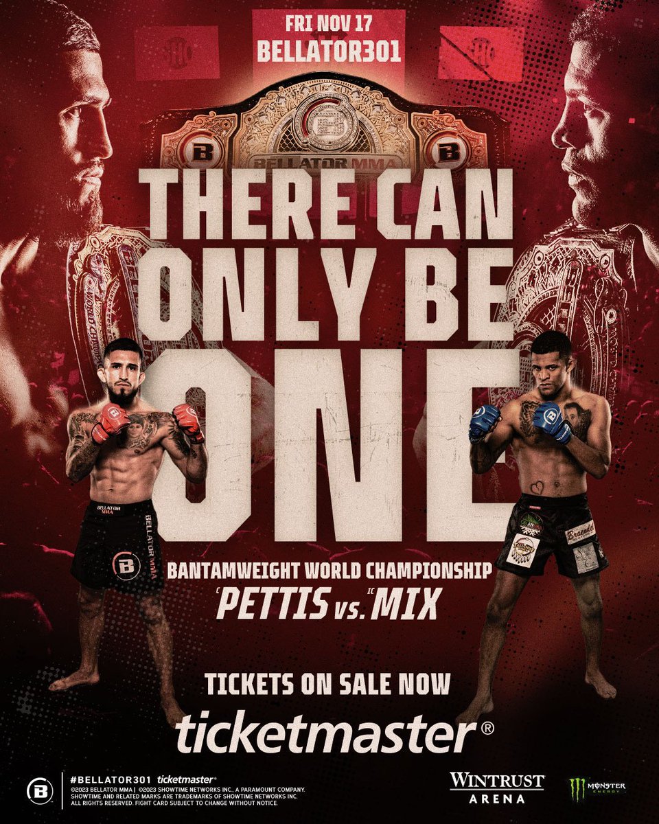 Bellator MMA (@bellatormma) on Twitter photo π§πͺπ’ π§ππ§πππ¦ π’π‘ π§ππ πππ‘π ππ‘ πππππππ’ π
Bellator returns to Chicago for an EPIC night headlined by a huge main event between welterweight champion <a href="/YaroslavAmosov/">Yaroslav Amosov</a> and <a href="/TAKM_MMA/">Jason Jackson MMA</a> whilst <a href="/sergiopettis/">Sergio Pettis</a> and <a href="/TeamMixMMA/">Patchy Mix</a> battle for undisputed bantamweight gold π§πͺπ’ π§ππ§πππ¦ π’π‘ π§ππ πππ‘π ππ‘ πππππππ’ π
Bellator returns to Chicago for an EPIC night headlined by a huge main event between welterweight champion <a href="/YaroslavAmosov/">Yaroslav Amosov</a> and <a href="/TAKM_MMA/">Jason Jackson MMA</a> whilst <a href="/sergiopettis/">Sergio Pettis</a> and <a href="/TeamMixMMA/">Patchy Mix</a> battle for undisputed bantamweight gold